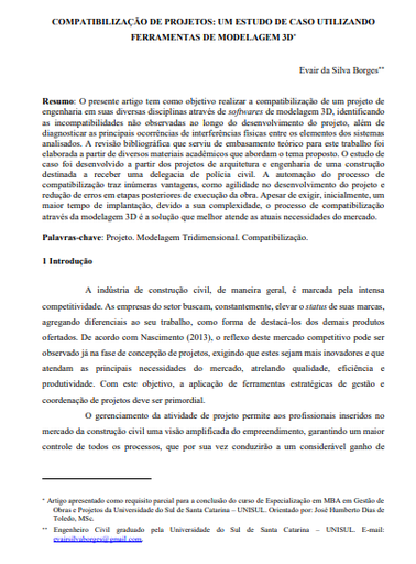 Compatibilização de projetos: um estudo de caso utilizando ferramentas de modelagem 3D