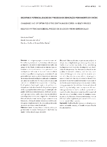 Desafios e potencialidades do processo de educação permanente em saúde