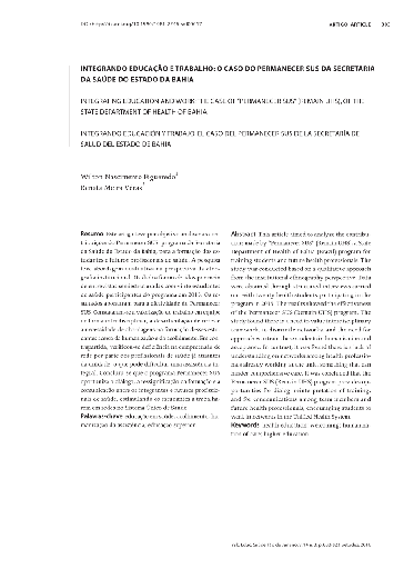 Integrando educação e trabalho: o caso do permanecer sus da secretaria da saúde do estado da Bahia