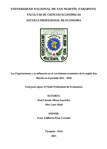 Las Exportaciones y su influencia en el crecimiento económico de la región San Martín en periodo 2011-2018