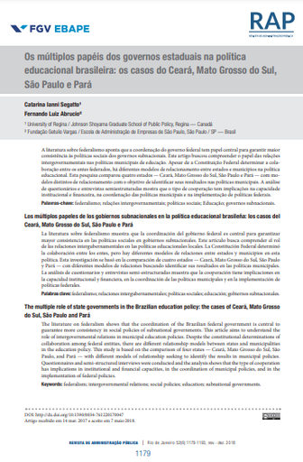 Os múltiplos papéis dos governos estaduais na política educacional brasileira: os casos do Ceará, Mato Grosso do Sul, São Paulo e Pará