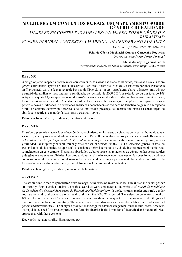 MULHERES EM CONTEXTOS RURAIS: UM MAPEAMENTO SOBRE GÊNERO E RURALIDADE
