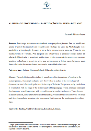 A leitura no processo de alfabetização numa turma de 2° ano