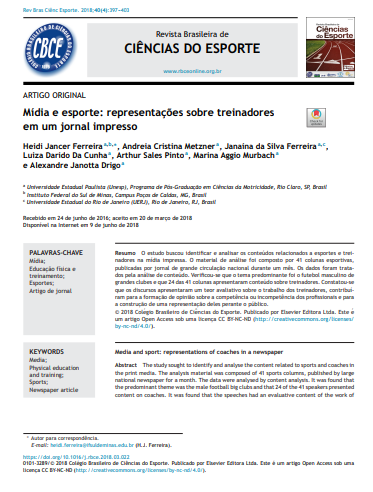 Mídia e esporte: representações sobre treinadores em um jornal impresso