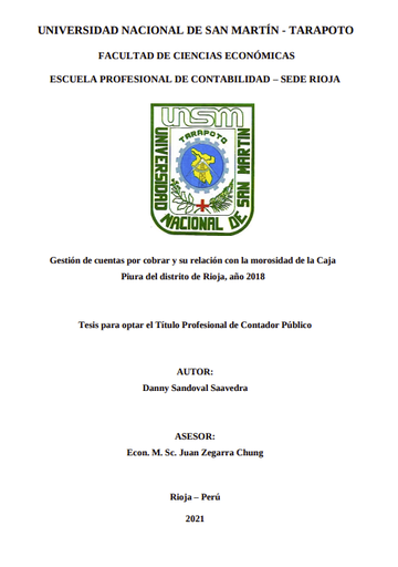 Gestión de cuentas por cobrar y su relación con la morosidad de la Caja Piura del distrito de Rioja, año 2018