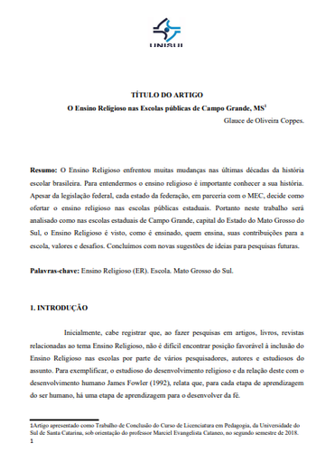 O ensino religioso nas escolas públicas de Campo Grande, MS