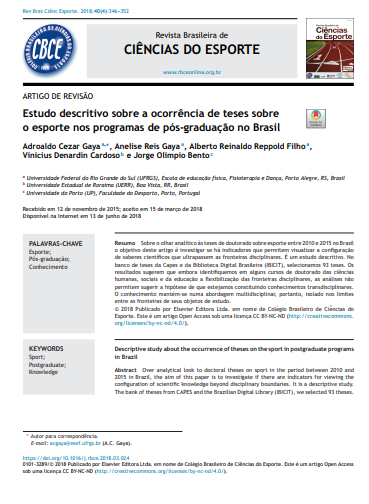 Estudo descritivo sobre a ocorrência de teses sobre o esporte nos programas de pós-graduação no Brasil