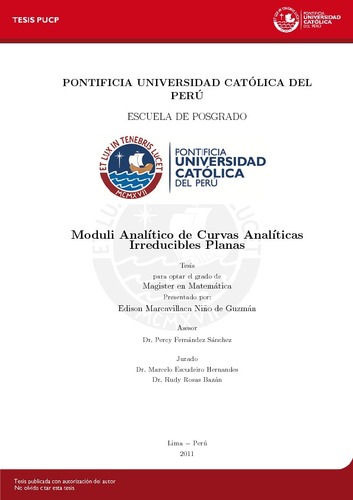 Moduli analítico de curvas analíticas irreductibles planas