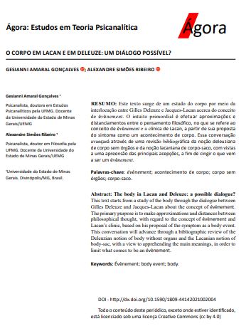 O CORPO EM LACAN E EM DELEUZE: UM DIÁLOGO POSSÍVEL?