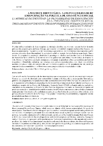 A MESMICE IDENTITÁRIA: A (IM)POSSIBILIDADE DE EMANCIPAÇÃO NA POLÍTICA DE ASSISTÊNCIA SOCIAL