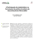 A Participação de stakeholders na formulação da política brasileira de biocombustíveis (RenovaBio)
