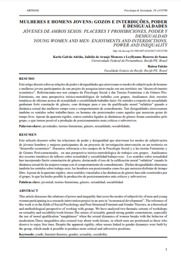 Mulheres e homens jovens: gozos e interdições, poder e desigualdades