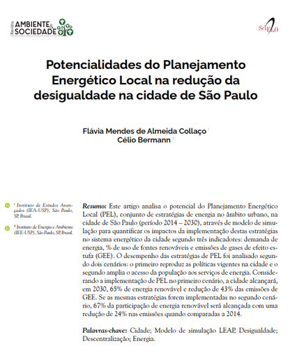 Potencialidades do Planejamento Energético Local na redução da desigualdade na cidade de São Paulo