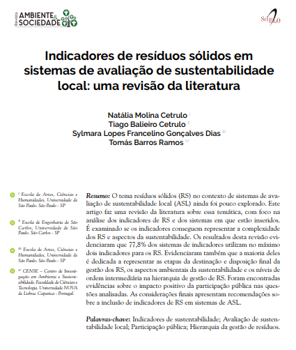 Indicadores de resíduos sólidos em sistemas de avaliação de sustentabilidade local: uma revisão da literatura