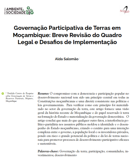 Governação Participativa de Terras em Moçambique: Breve Revisão do Quadro Legal e Desafios de Implementação