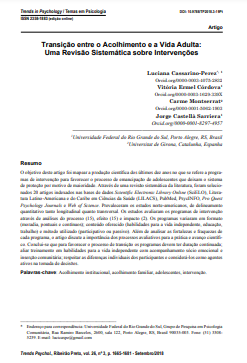 Transição entre o Acolhimento e a Vida Adulta: Uma Revisão Sistemática sobre Intervenções