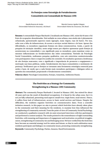Os Festejos como Estratégia de Fortalecimento Comunitário em Comunidade de Manaus (AM)