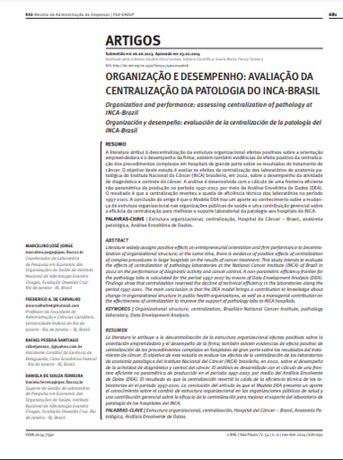 Organização e desempenho: avaliação da centralização da patologia do INCA-Brasil