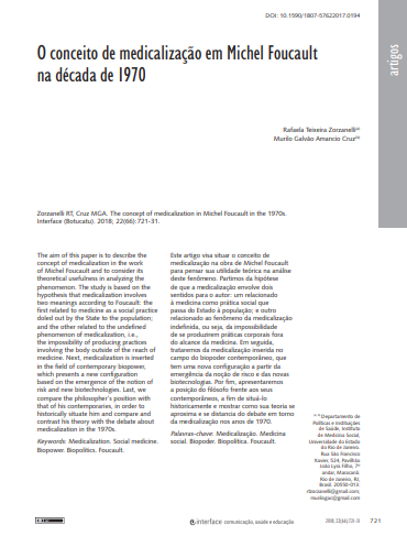 O conceito de medicalização em Michel Foucault na década de 1970