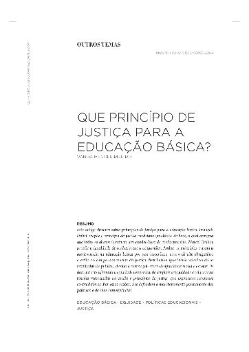 Que princípio de justiça para a educação básica?