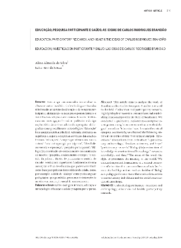 Educação, pesquisa participante e saúde: as ideias de Carlos Rodrigues Brandão