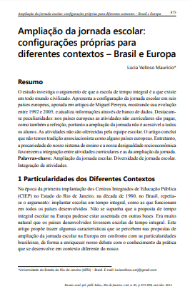 Ampliação da jornada escolar: configurações próprias para diferentes contextos - Brasil e Europa