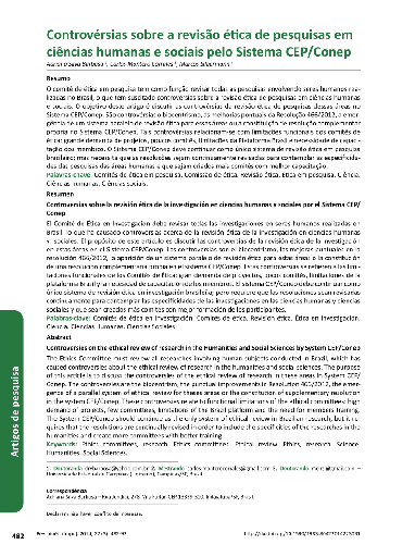 Controvérsias sobre a revisão ética de pesquisas em ciências humanas e sociais pelo Sistema CEP/Conep