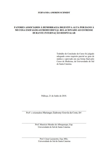 Fatores associados à hemorragia digestiva alta por dano à mucosa esofagogastroduodenal relacionado ao estresse durante internação hospitalar