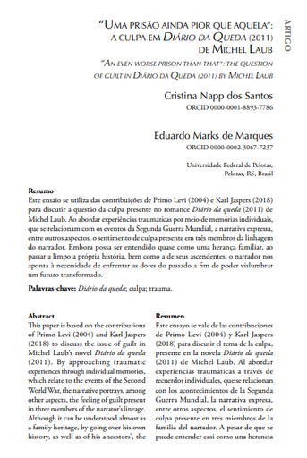 “UMA PRISÃO AINDA PIOR QUE AQUELA”: A CULPA EM DIÁRIO DA QUEDA (2011) DE MICHEL LAUB