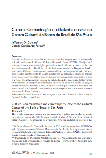 Cultura, Comunicação e cidadania: o caso do Centro Cultural do Banco do Brasil de São Paulo