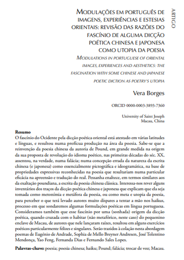 MODULAÇÕES EM PORTUGUÊS DE IMAGENS, EXPERIÊNCIAS E ESTESIAS ORIENTAIS: REVISÃO DAS RAZÕES DO FASCÍNIO DE ALGUMA DICÇÃO POÉTICA CHINESA E JAPONESA COMO UTOPIA DA POESIA