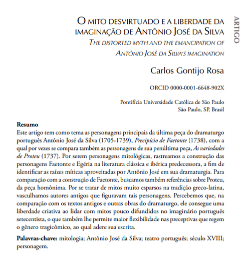 O MITO DESVIRTUADO E A LIBERDADE DA IMAGINAÇÃO DE ANTÔNIO JOSÉ DA SILVA
