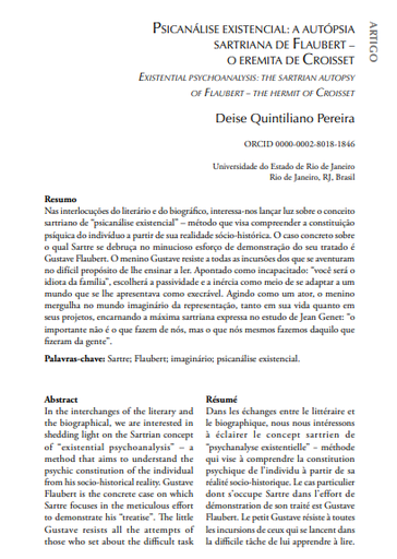 PSICANÁLISE EXISTENCIAL: A AUTÓPSIA SARTRIANA DE FLAUBERT – O EREMITA DE CROISSET