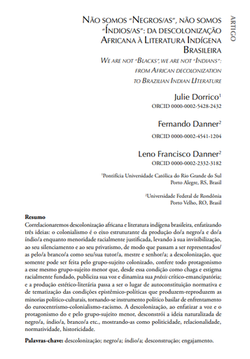 NÃO SOMOS “NEGROS/AS”, NÃO SOMOS “ÍNDIOS/AS”: DA DESCOLONIZAÇÃO AFRICANA À LITERATURA INDÍGENA BRASILEIRA