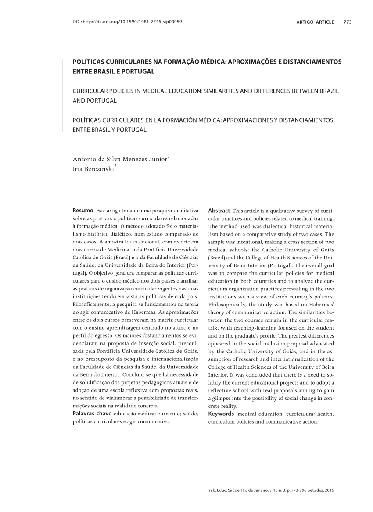 POLÍTICAS CURRICULARES NA FORMAÇÃO MÉDICA: APROXIMAÇÕES E DISTANCIAMENTOS ENTRE BRASIL E PORTUGAL