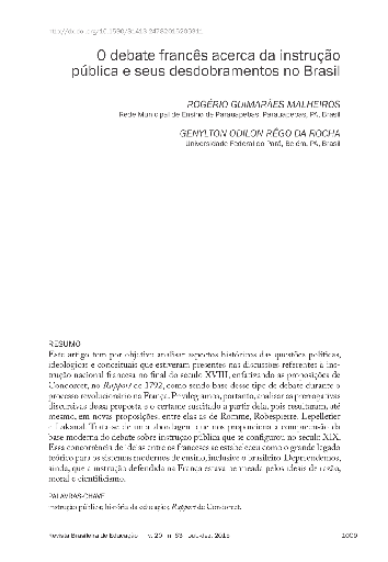 O debate francês acerca da instrução pública e seus desdobramentos no Brasil