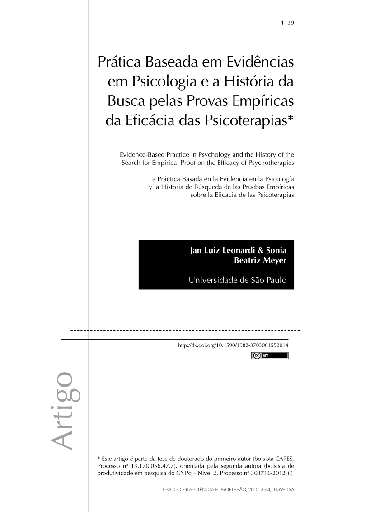 Prática Baseada em Evidências em Psicologia e a História da Busca pelas Provas Empíricas da Eficácia das Psicoterapias