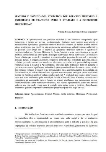 Sentidos e significados atribuídos por policiais militares à experiência de transição entre a atividade e a inatividade profissional