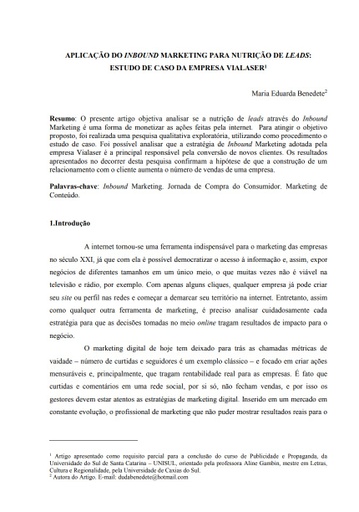 Aplicação do Inbound Marketing para nutrição de leads: estudo de caso da empresa Vialaser