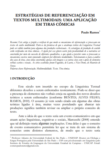 Estratégias de referenciação em textos multimodais: uma aplicação em tiras cômicas