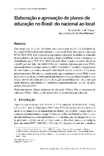 Elaboração e aprovação de planos de educação no Brasil: do nacional ao local