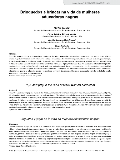Brinquedos e brincar na vida de mulheres educadoras negras