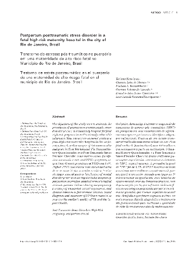 Transtorno do estresse pós-traumático no puerpério em uma maternidade de alto risco fetal no Município do Rio de Janeiro, Brasil