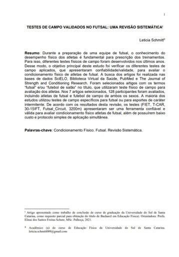 Testes de campo validados no futsal: uma revisão sistemática