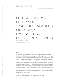 O produtivismo na era do &quot;publique, apareça ou pereça&quot;: um equilíbrio difícil e necessário