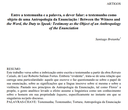 Entre a testemunha e a palavra, o dever falar: o testemunho como objeto de uma Antropologia da Enunciação / Between the Witness and the Word, the Duty to Speak: Testimony as the Object of an Anthropology of the Enunciation