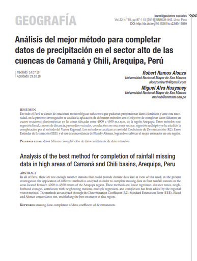 Análisis del mejor método para completar datos de precipitación