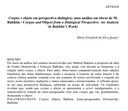 Corpus e objeto em perspectiva dialógica: uma análise em obras de M. Bakhtin / Corpus and Object from a Dialogical Perspective: An Analysis in Bakhtin’s Works