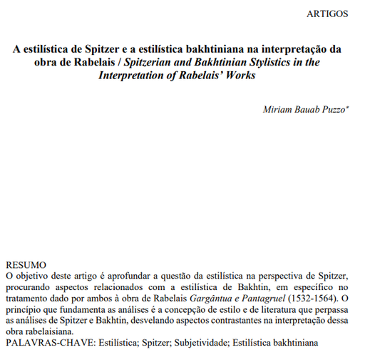 A estilística de Spitzer e a estilística bakhtiniana na interpretação da obra de Rabelais / Spitzerian and Bakhtinian Stylistics in the Interpretation of Rabelais’ Works