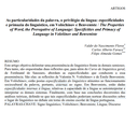 As particularidades da palavra, o privilégio da língua: especificidades e primazia do linguístico, em Volóchinov e Benveniste / The Properties of Word, the Prerogative of Language: Specificities and Primacy of Language in Vološinov and Benveniste